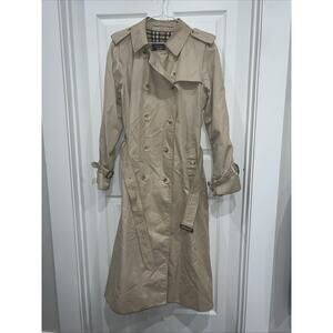 Burberry Vintage Iconic Plaid Khaki Trench 14 Long With Original Receipt